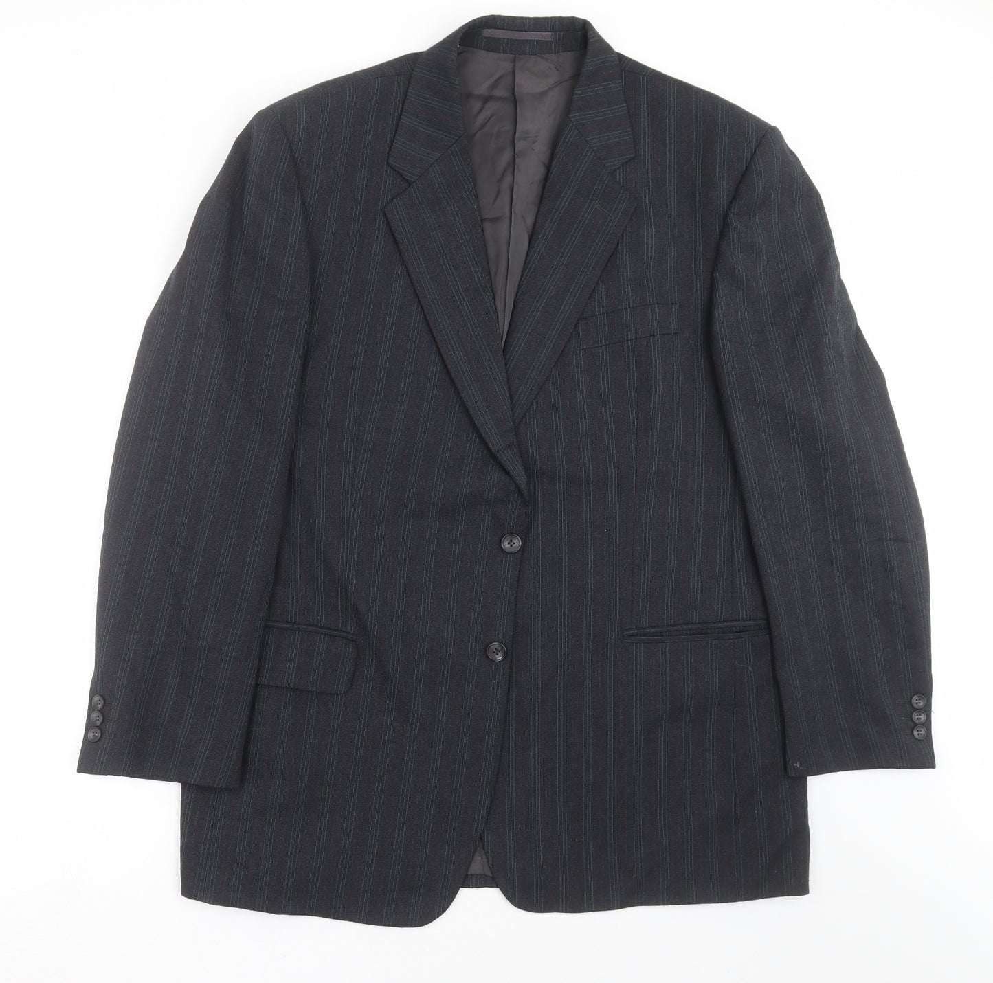 Daniel Drescott Mens Grey Striped  Jacket Suit Jacket Size 46