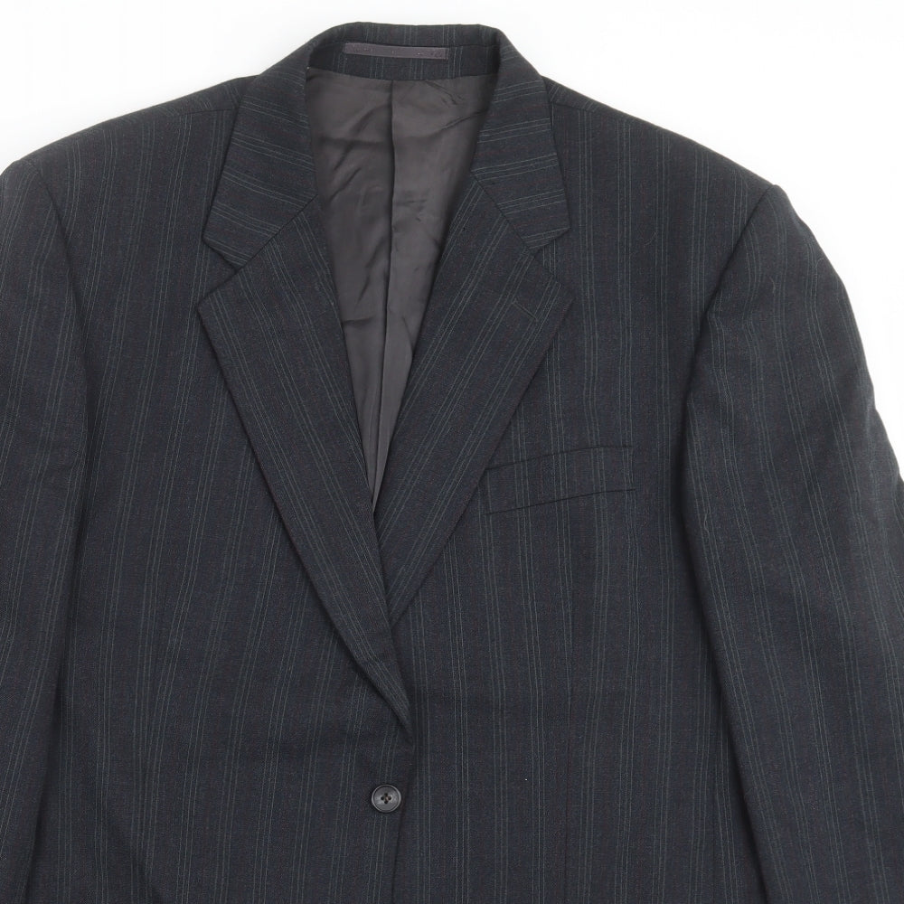 Daniel Drescott Mens Grey Striped  Jacket Suit Jacket Size 46