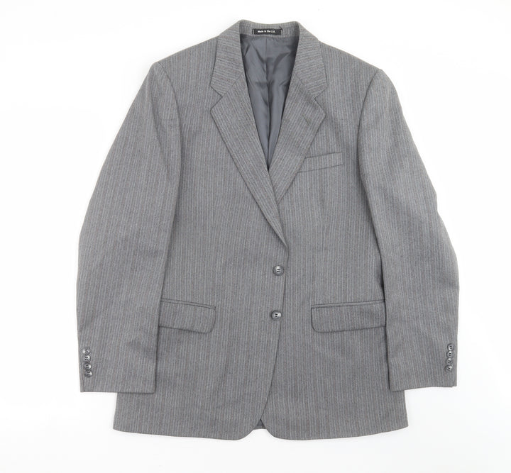 Marks and Spencer Mens Grey Striped Jacket Suit Jacket Size 40