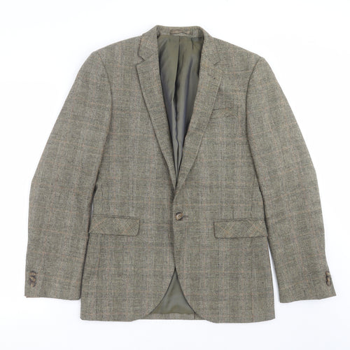 Butler & Webb Mens Green Check  Jacket Suit Jacket Size 36