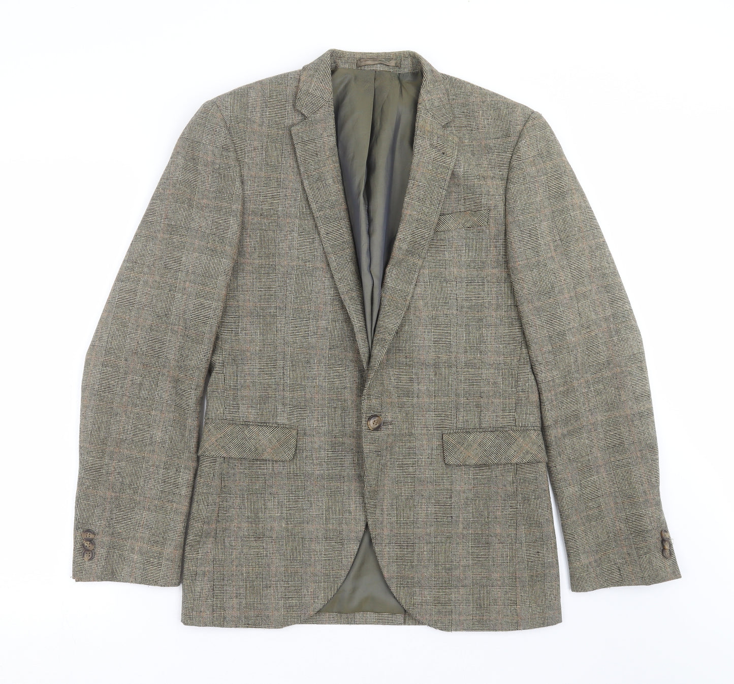 Butler & Webb Mens Green Check  Jacket Suit Jacket Size 36
