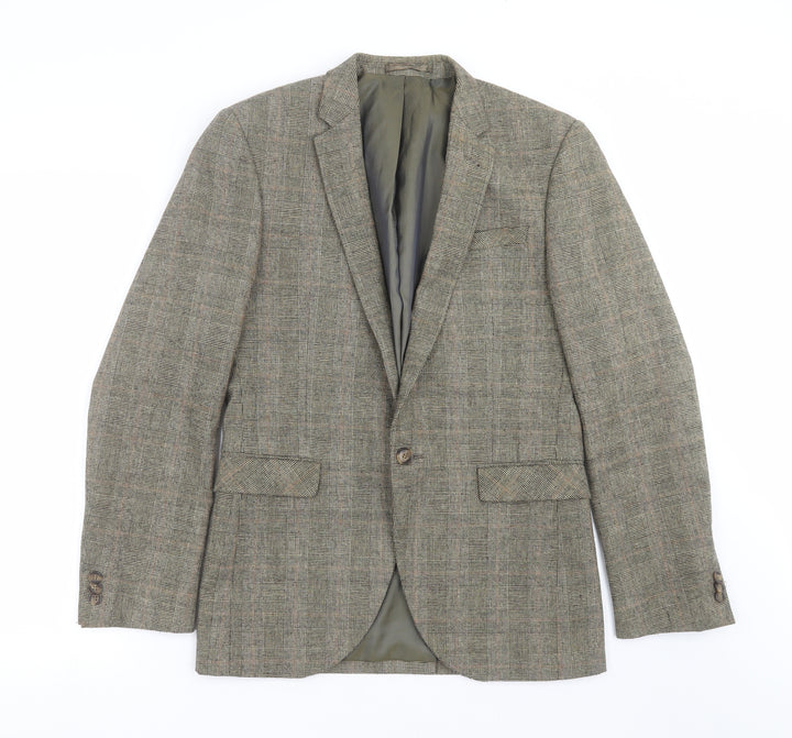 Butler & Webb Mens Green Check  Jacket Suit Jacket Size 36