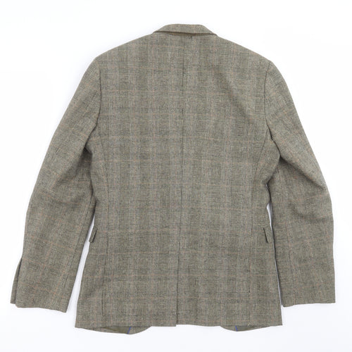 Butler & Webb Mens Green Check  Jacket Suit Jacket Size 36