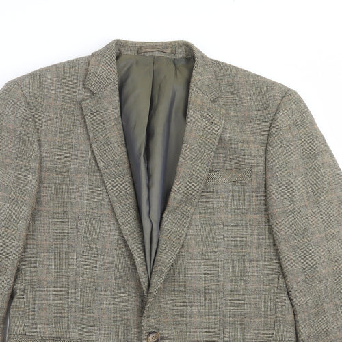 Butler & Webb Mens Green Check  Jacket Suit Jacket Size 36