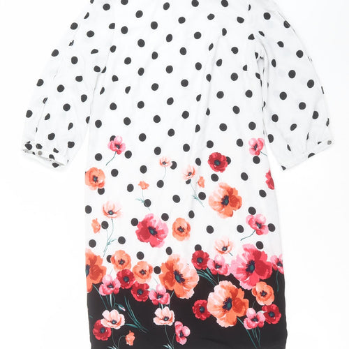 Preworn Womens White Polka Dot  Shift  Size 10
