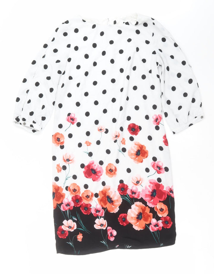 Preworn Womens White Polka Dot Shift Size 10