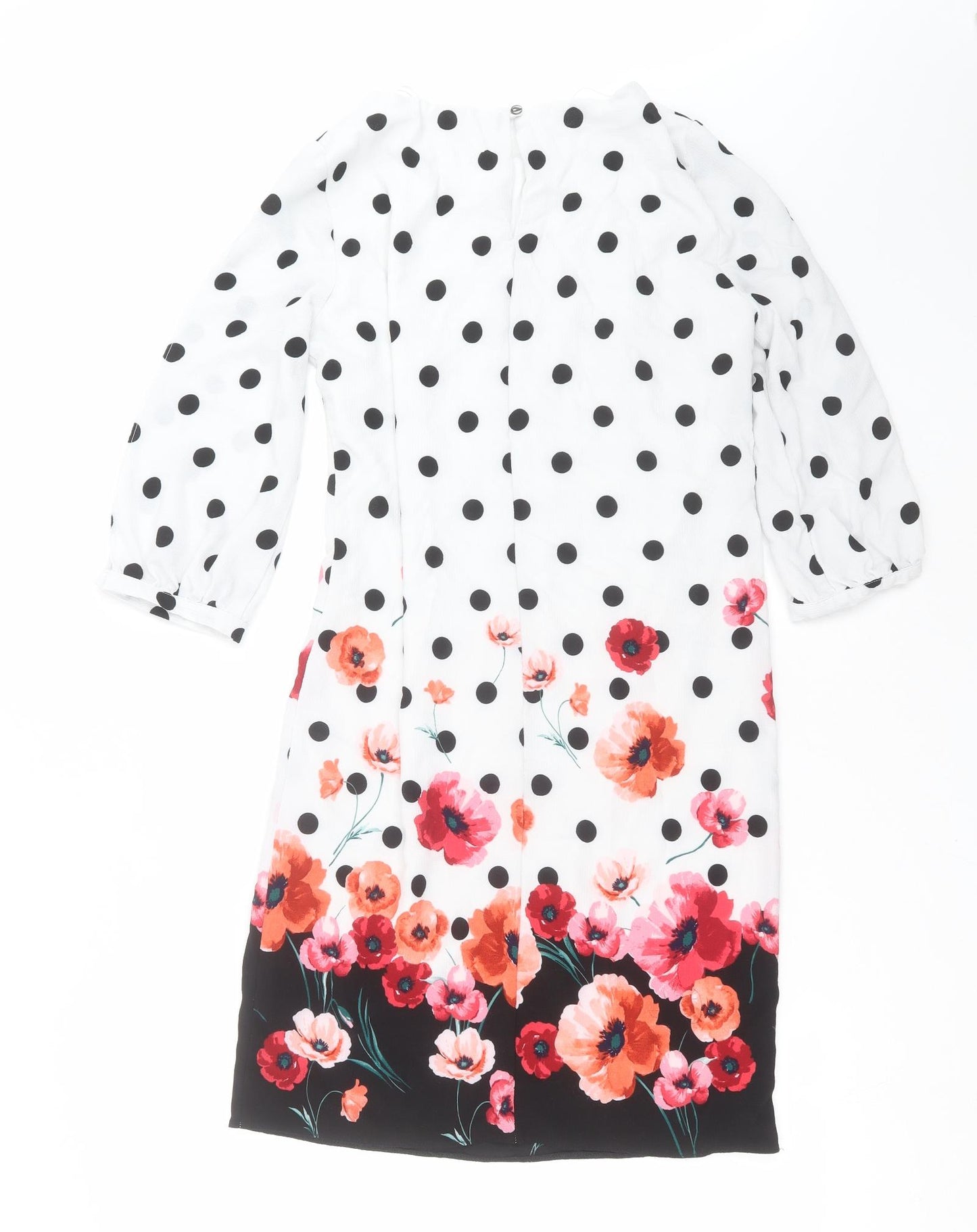 Preworn Womens White Polka Dot  Shift  Size 10