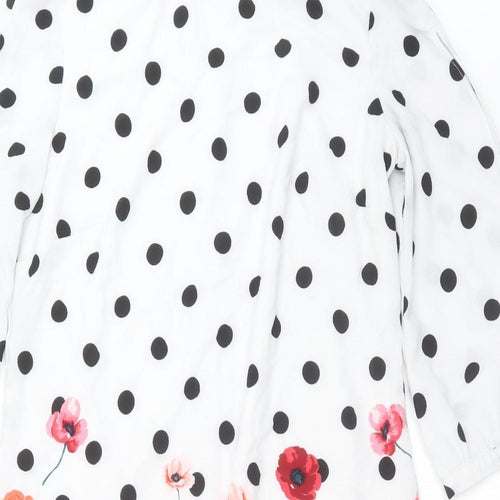 Preworn Womens White Polka Dot  Shift  Size 10