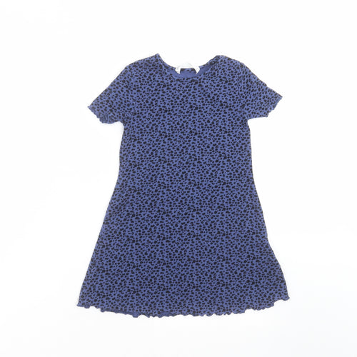 Marks and Spencer Girls Blue Animal Print  T-Shirt Dress  Size 4-5 Years