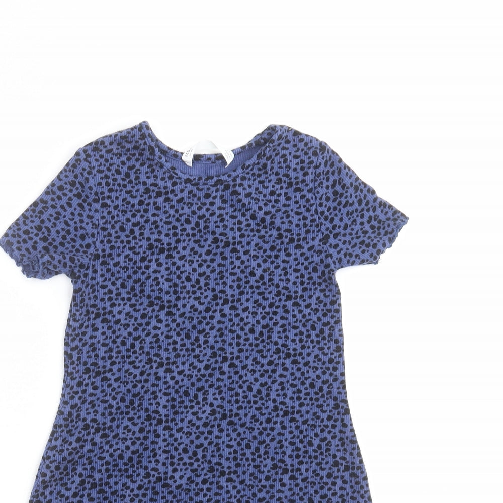 Marks and Spencer Girls Blue Animal Print  T-Shirt Dress  Size 4-5 Years