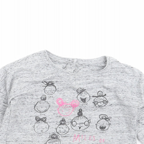 NEXT Girls Grey   Basic T-Shirt Size 4-5 Years  - faces