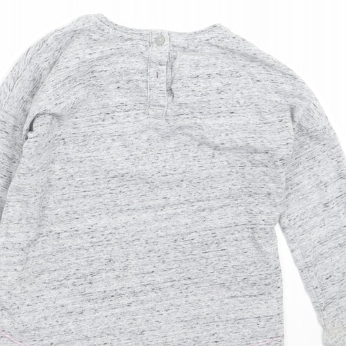NEXT Girls Grey   Basic T-Shirt Size 4-5 Years  - faces