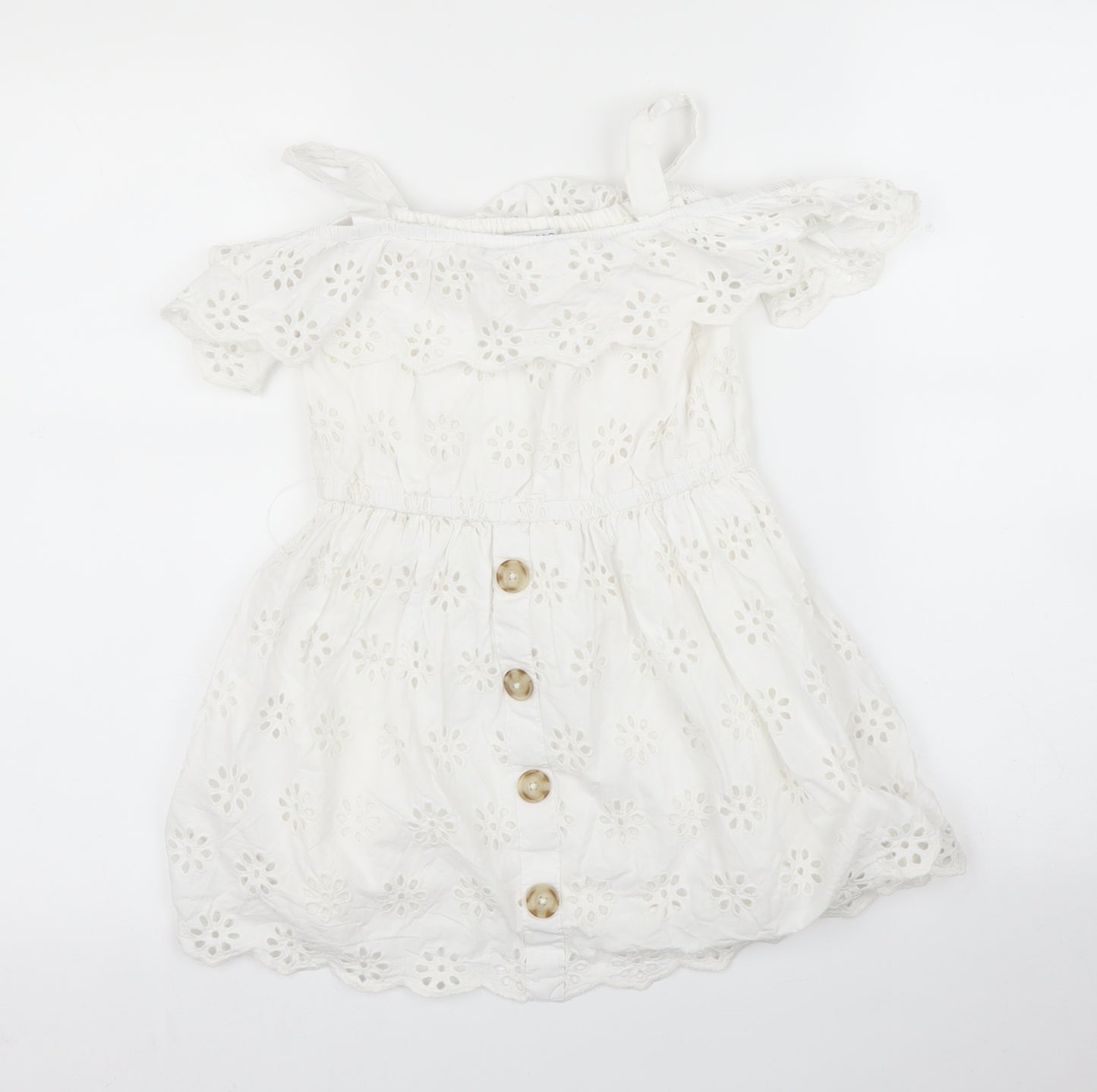 Primark Girls White Floral  A-Line  Size 7 Years