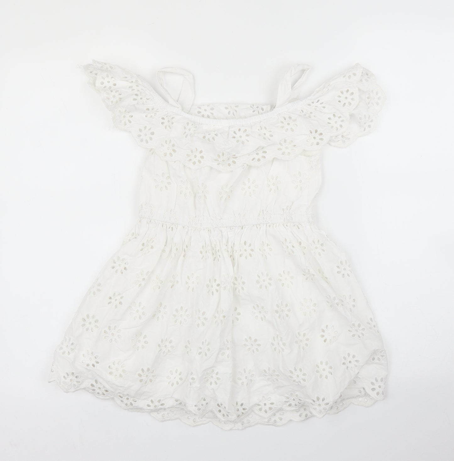 Primark Girls White Floral  A-Line  Size 7 Years