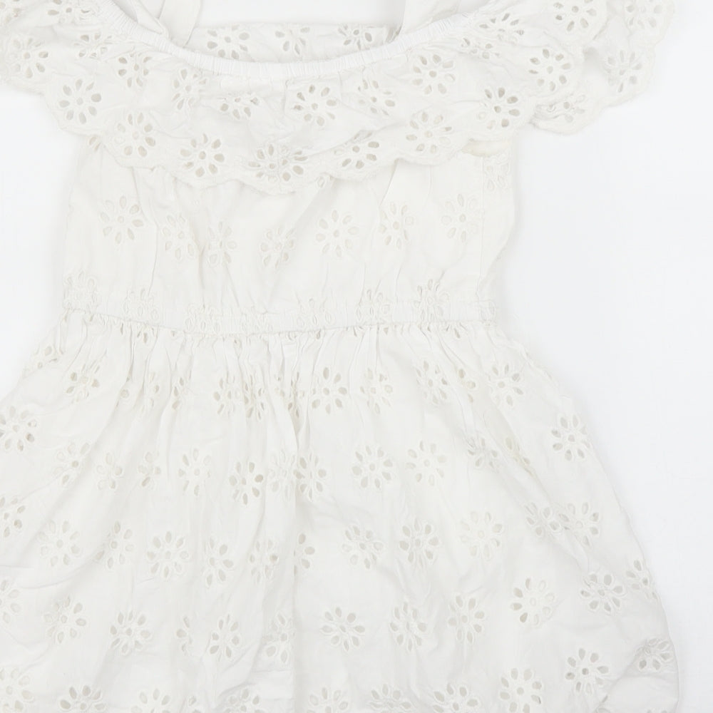 Primark Girls White Floral  A-Line  Size 7 Years