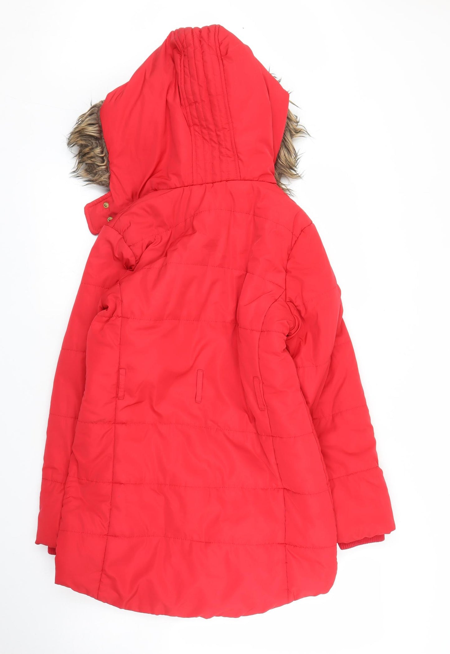 M&S Girls Red   Parka Coat Size 11-12 Years