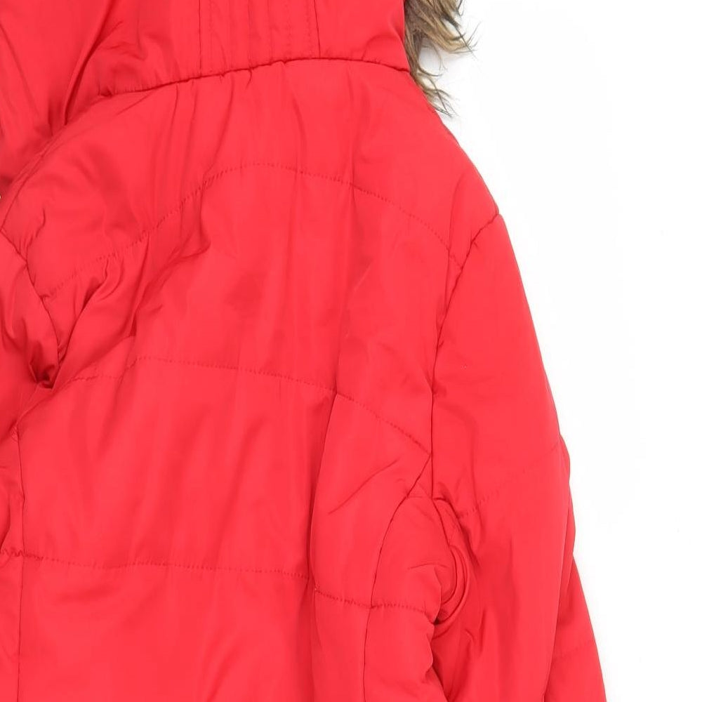M&S Girls Red   Parka Coat Size 11-12 Years