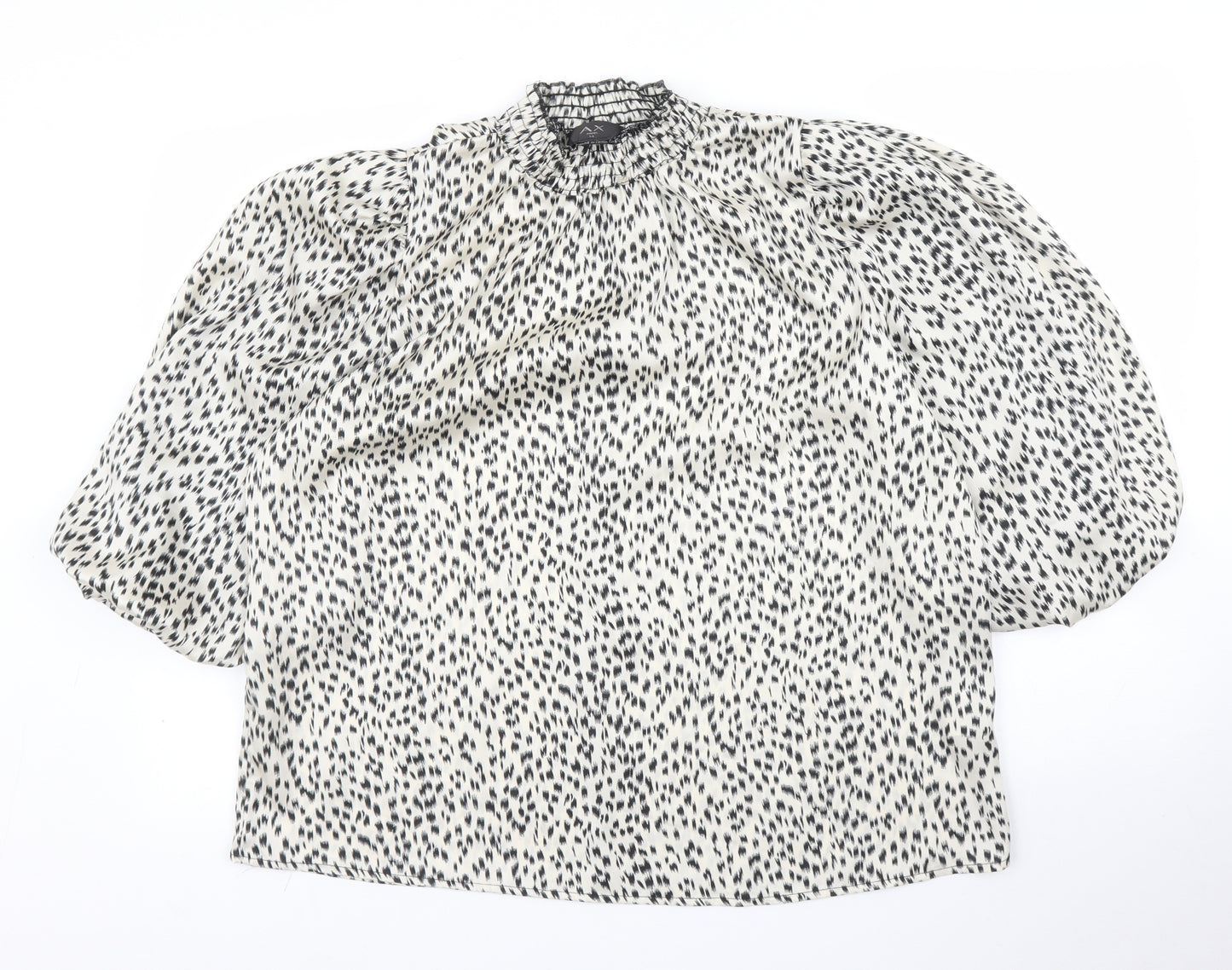 AX Womens Beige Animal Print  Basic Blouse Size 14  - Leopard print