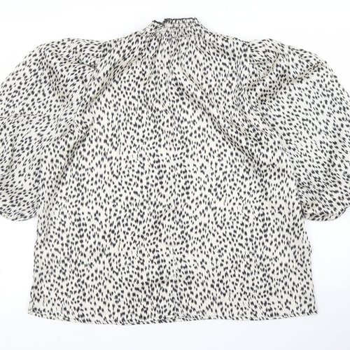 AX Womens Beige Animal Print  Basic Blouse Size 14  - Leopard print