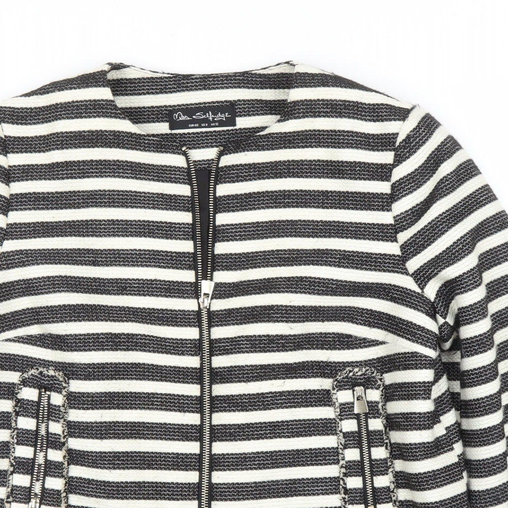 Miss Selfridge Womens Black Striped  Jacket  Size 12  - Chanel jacket
