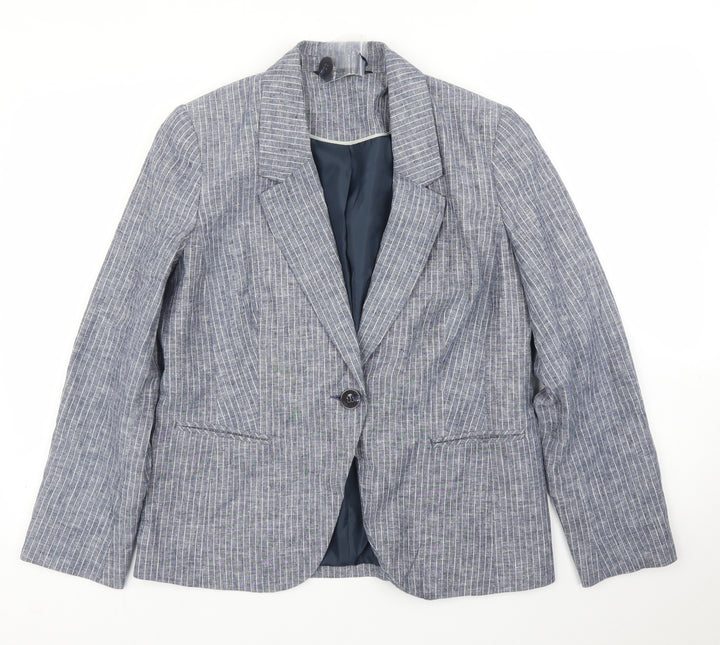 BM Womens Blue Striped  Jacket Blazer Size 12