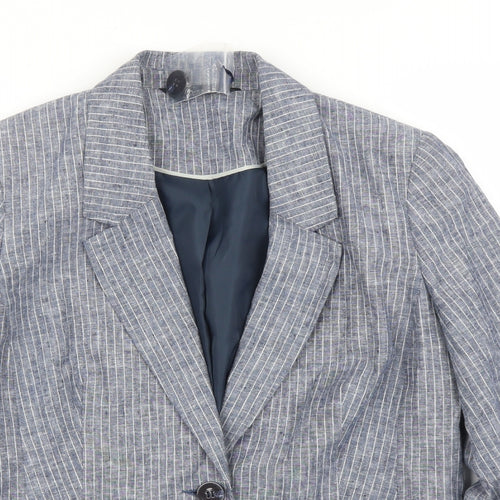 BM Womens Blue Striped  Jacket Blazer Size 12