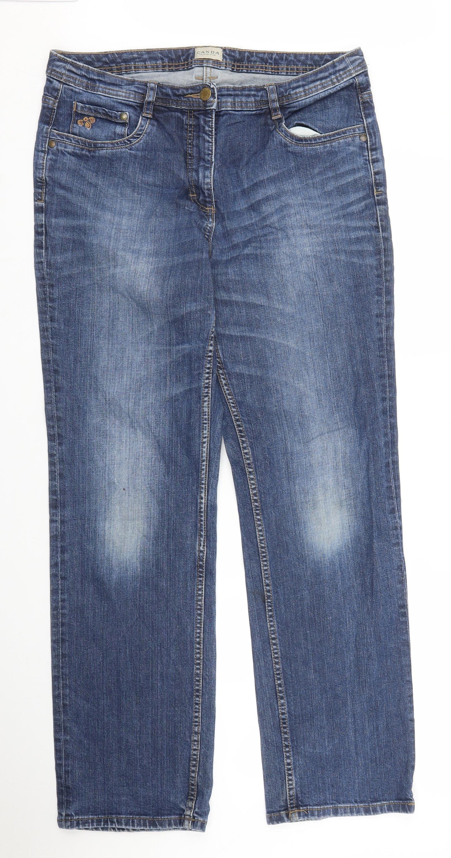 C&A Womens Blue  Denim Straight Jeans Size 16 L31 in