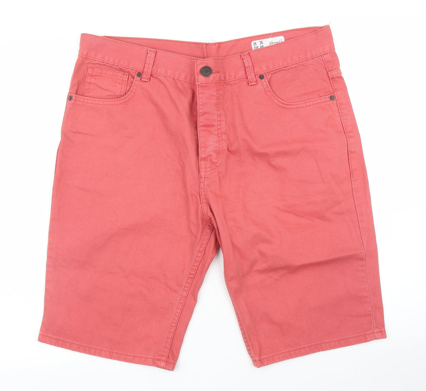 Primark Mens Pink  Denim Bermuda Shorts Size 36 in
