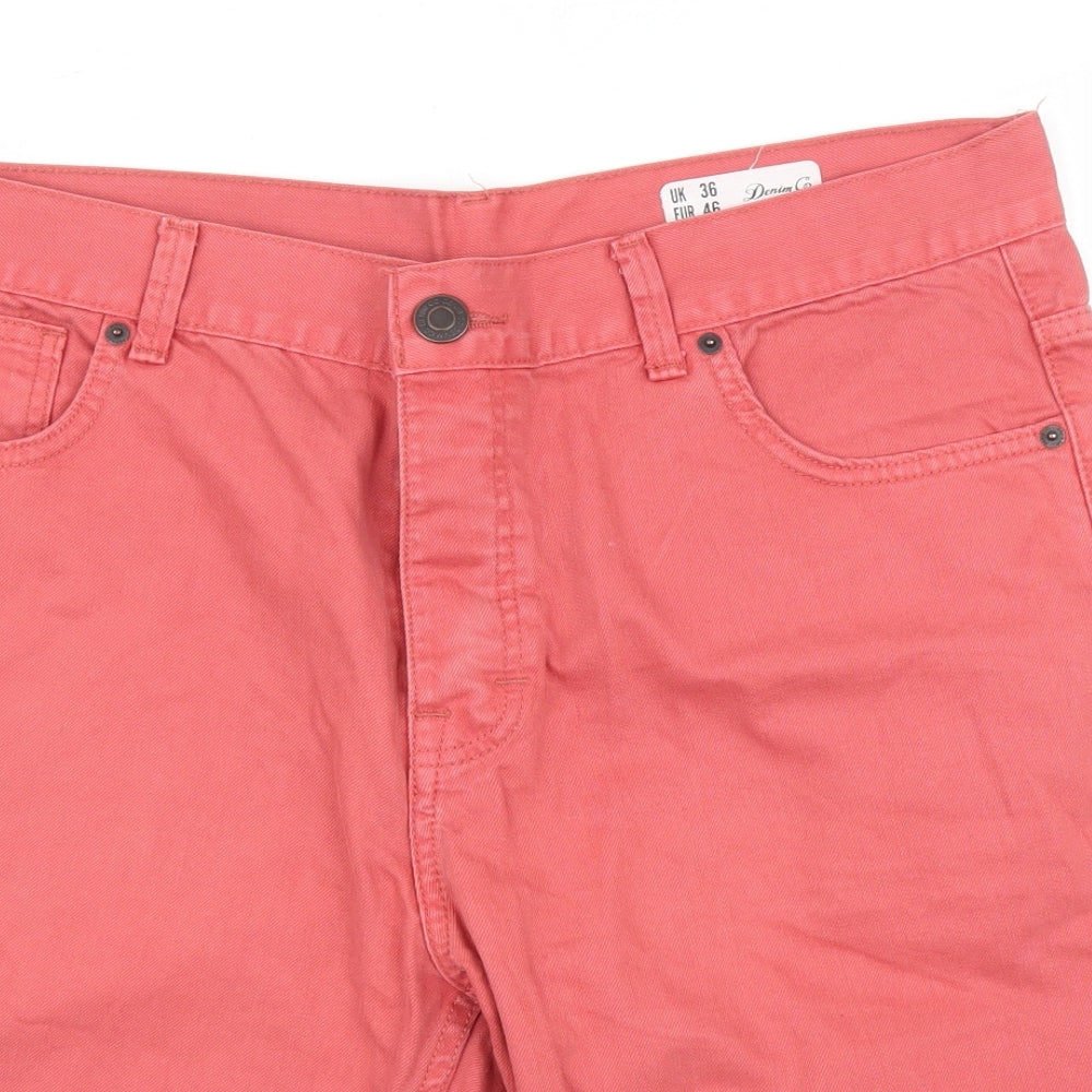 Primark Mens Pink  Denim Bermuda Shorts Size 36 in