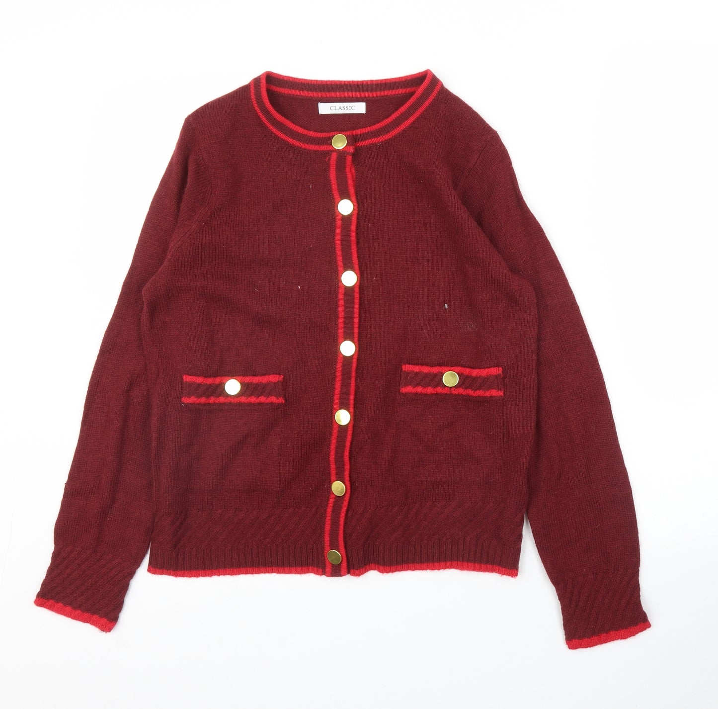 M&S Womens Red   Cardigan Jumper Size 12
