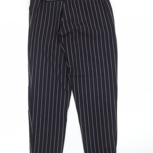 Bershka Womens Blue Striped  Carrot Trousers Size XS L24 in