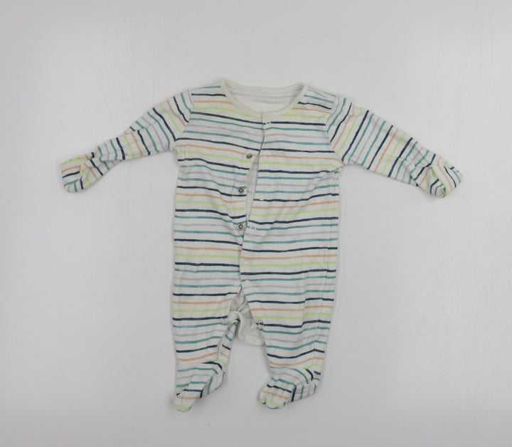 TU Boys White Striped Babygrow One-Piece Size 0-3 Months
