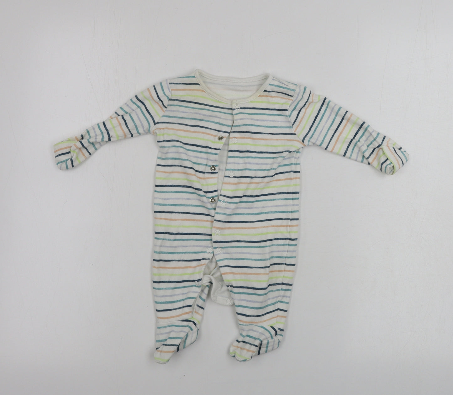 TU Boys White Striped  Babygrow One-Piece Size 0-3 Months