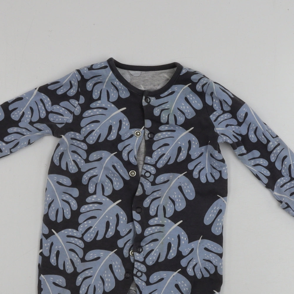 TU Boys Grey Floral  Babygrow One-Piece Size 0-3 Months