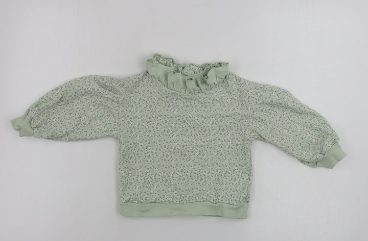 George  Girls Green Floral  Pullover Jumper Size 2 Years