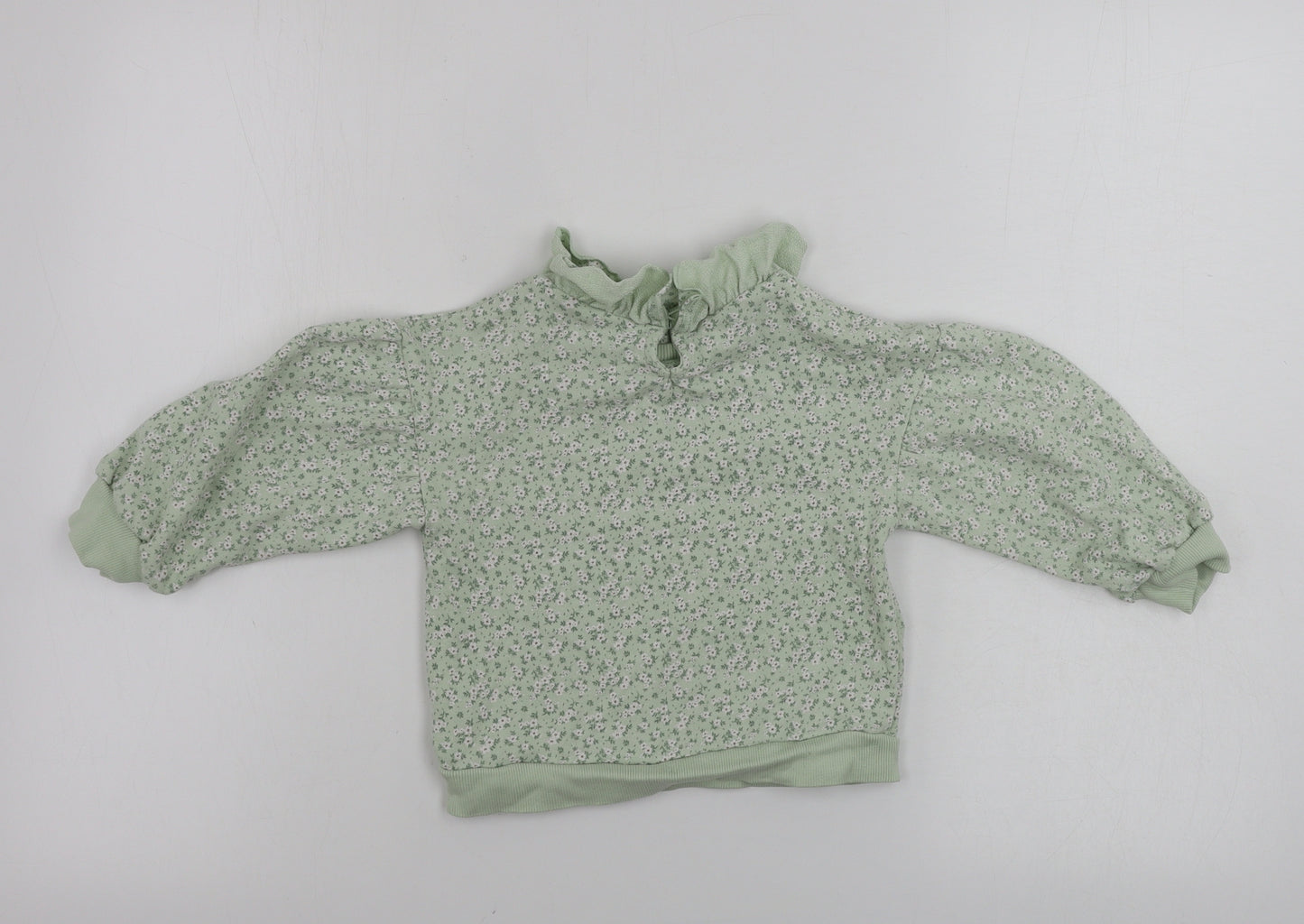George  Girls Green Floral  Pullover Jumper Size 2 Years