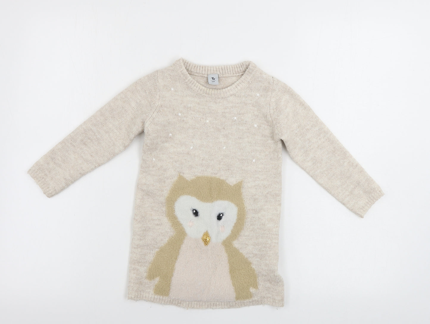 TU Girls Beige   Jumper Dress  Size 2 Years