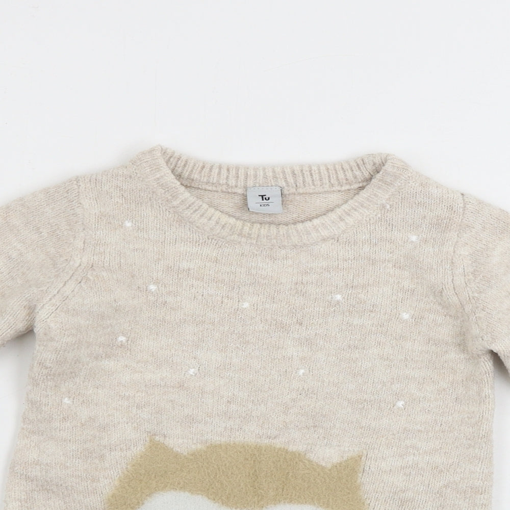 TU Girls Beige   Jumper Dress  Size 2 Years