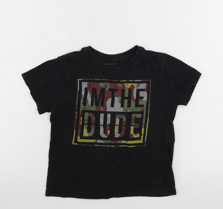 Primark  Boys Black   Basic T-Shirt Size 5-6 Years