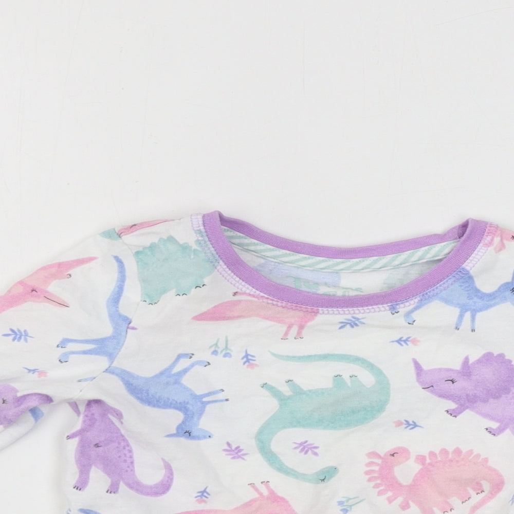 TU Girls White Animal Print  Basic T-Shirt Size 2-3 Years