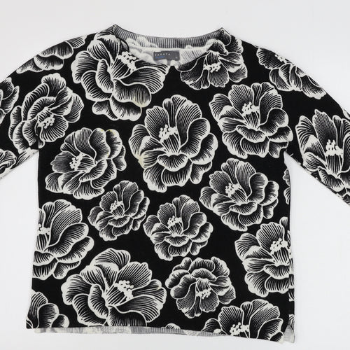 Papaya   Womens Black Floral  Pullover Jumper Size 10