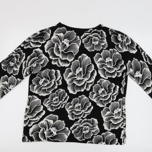 Papaya   Womens Black Floral  Pullover Jumper Size 10