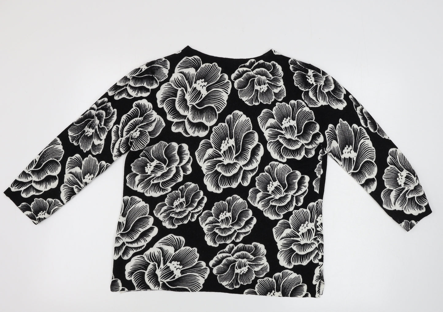 Papaya   Womens Black Floral  Pullover Jumper Size 10