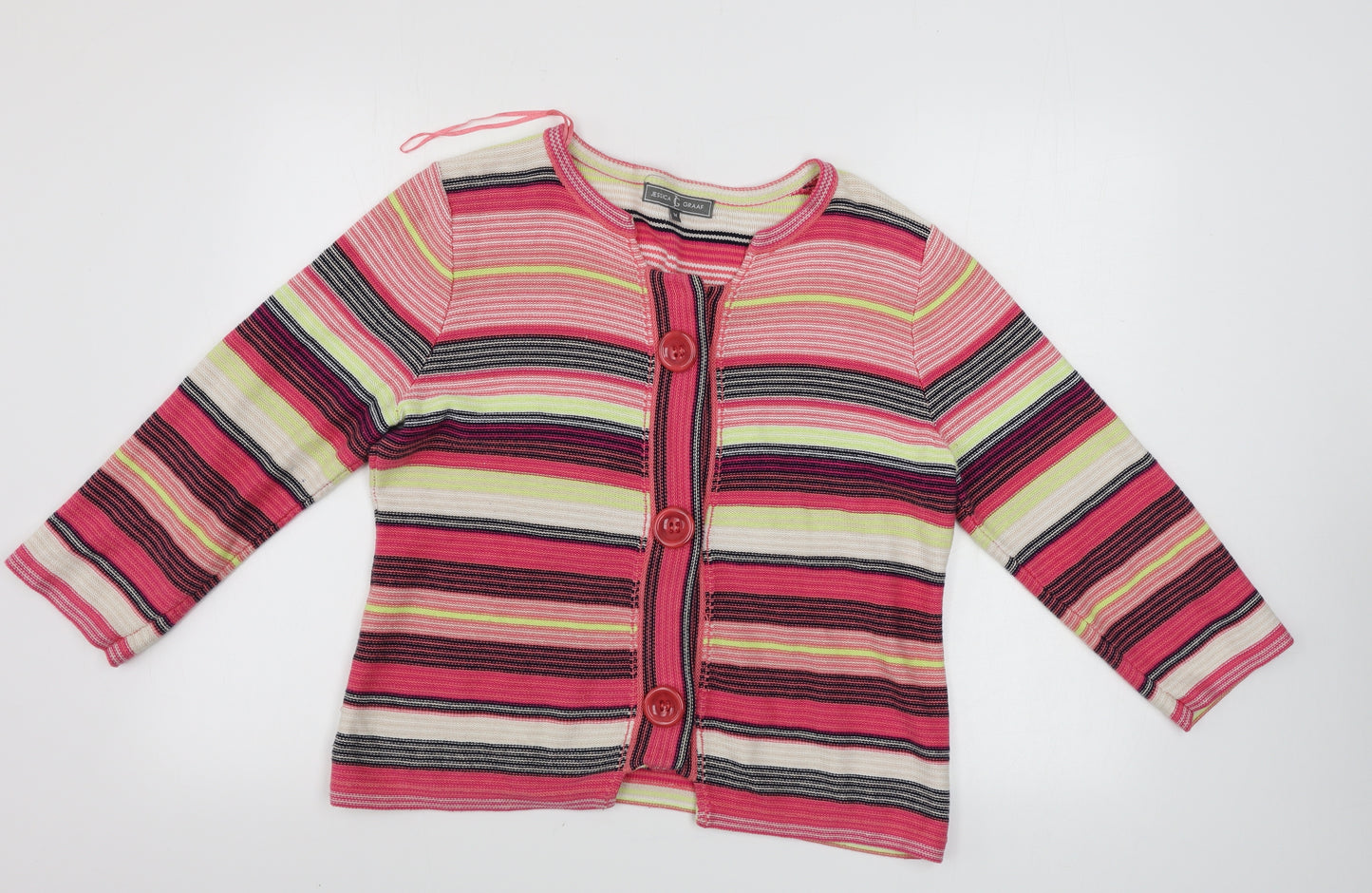 Jessica Graaf  Womens Pink Striped  Cardigan Jumper Size M