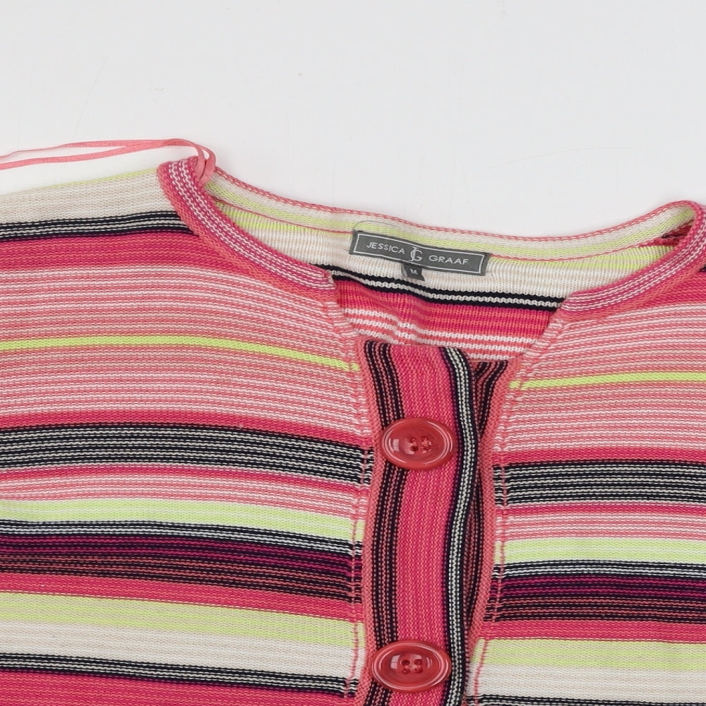 Jessica Graaf  Womens Pink Striped  Cardigan Jumper Size M