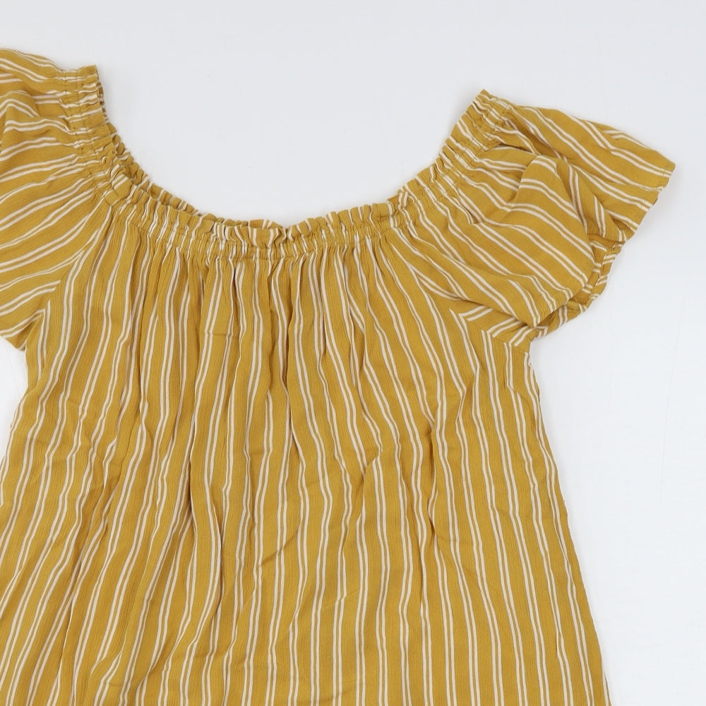 Primark  Womens Beige Striped  Basic Blouse Size 8