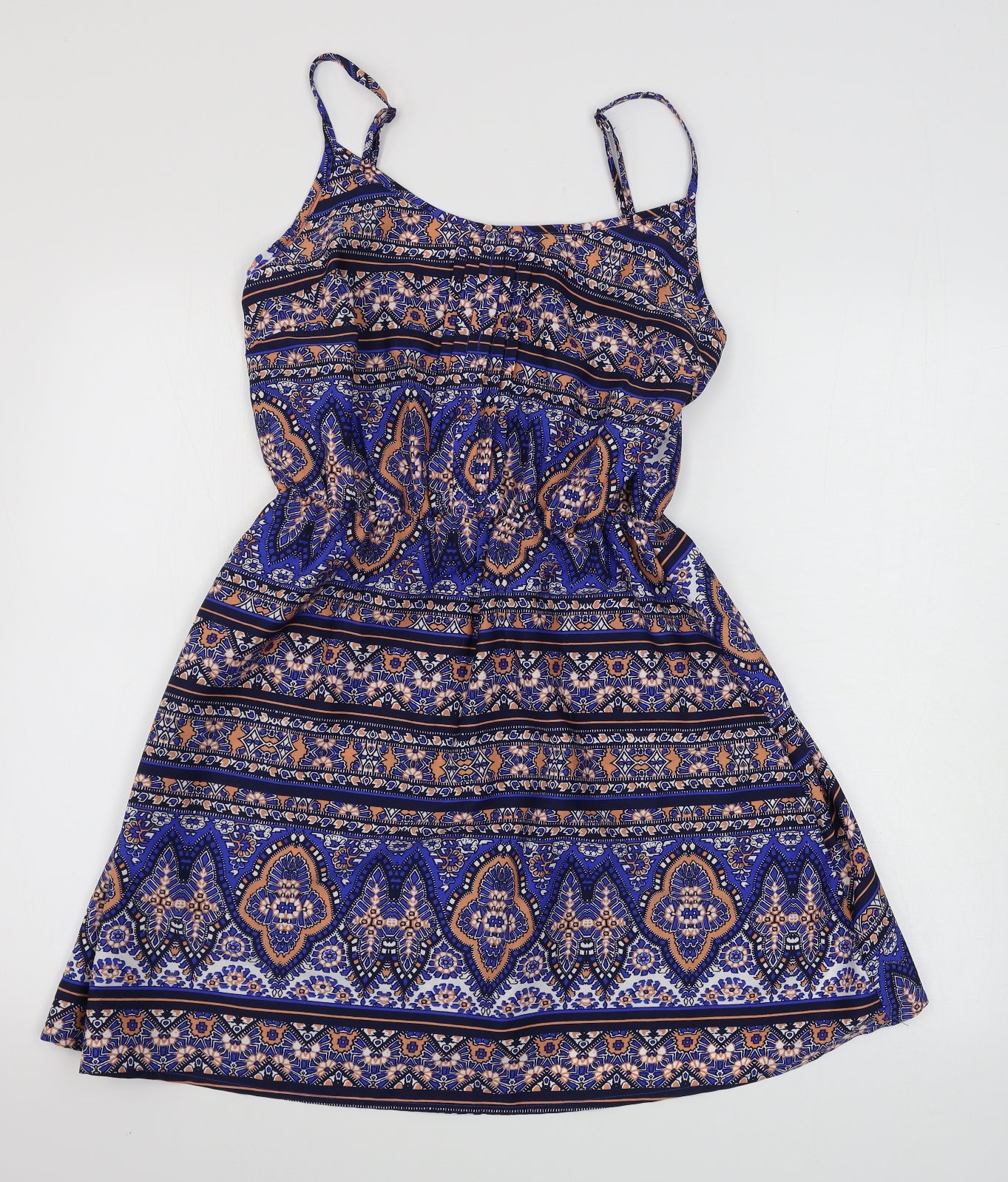 New Look  Womens Blue Geometric  A-Line  Size 8