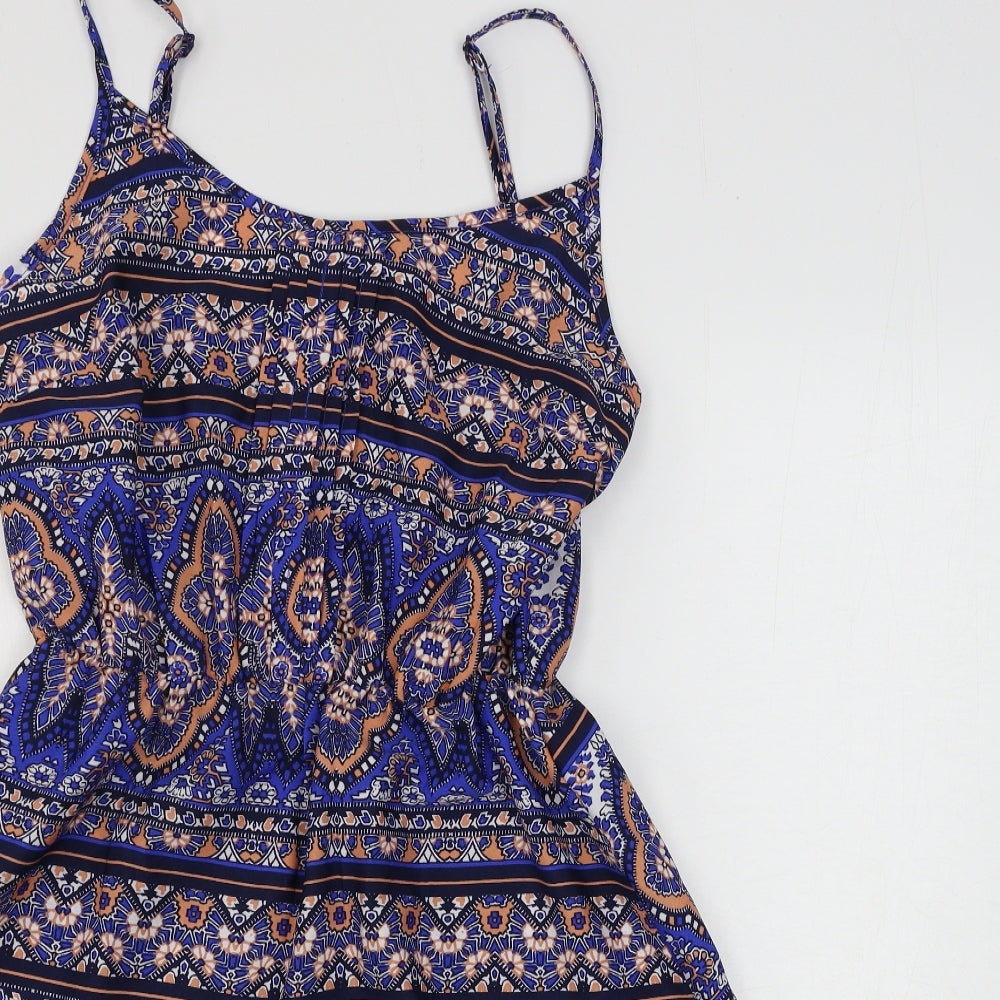 New Look  Womens Blue Geometric  A-Line  Size 8
