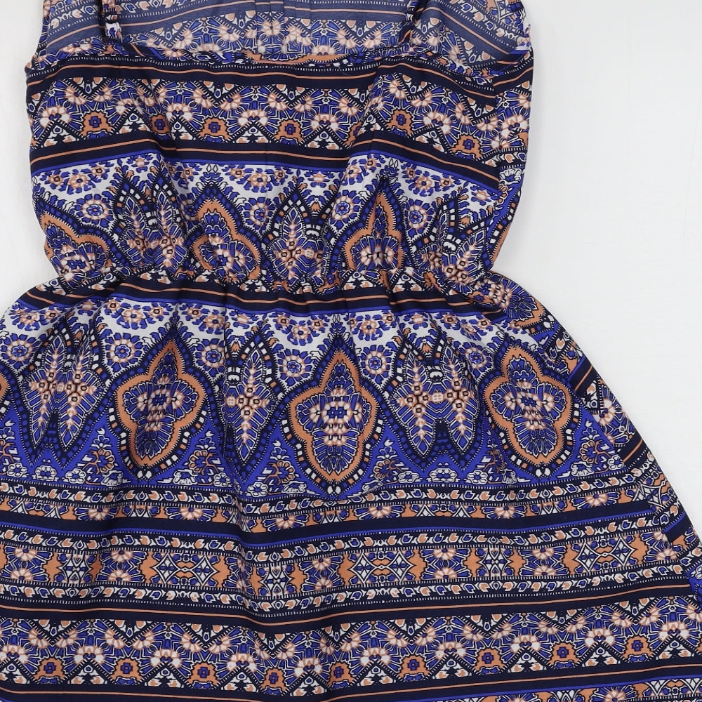 New Look  Womens Blue Geometric  A-Line  Size 8