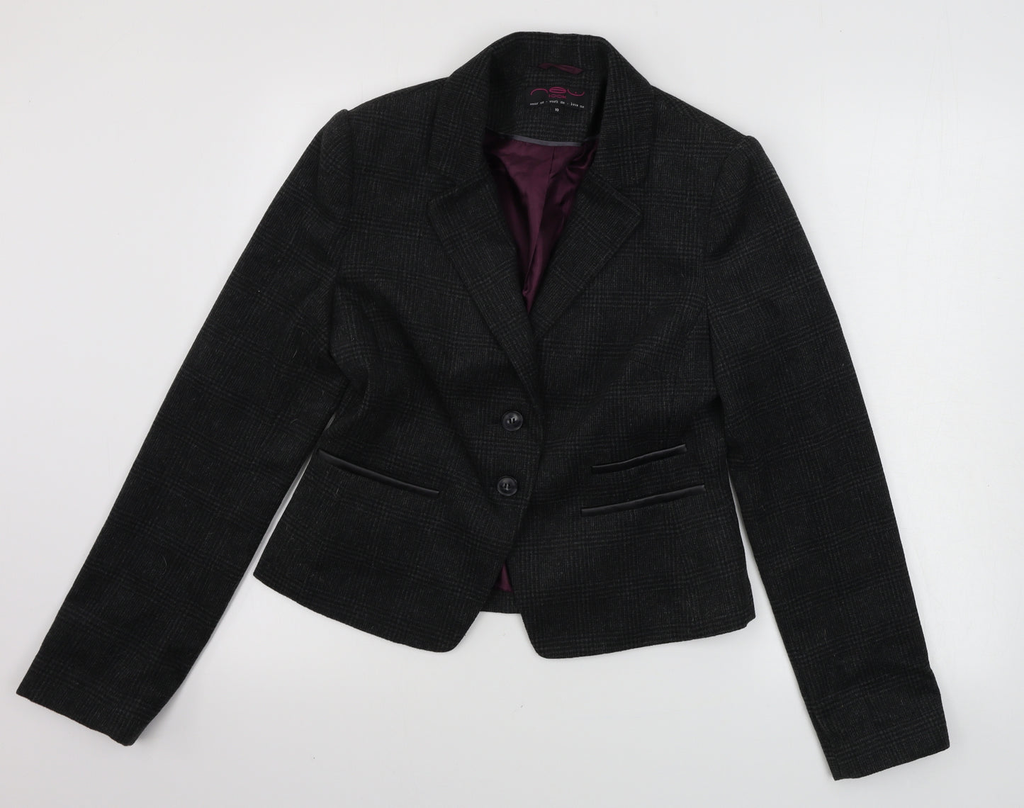 New Look  Womens Grey Check  Jacket Blazer Size 12